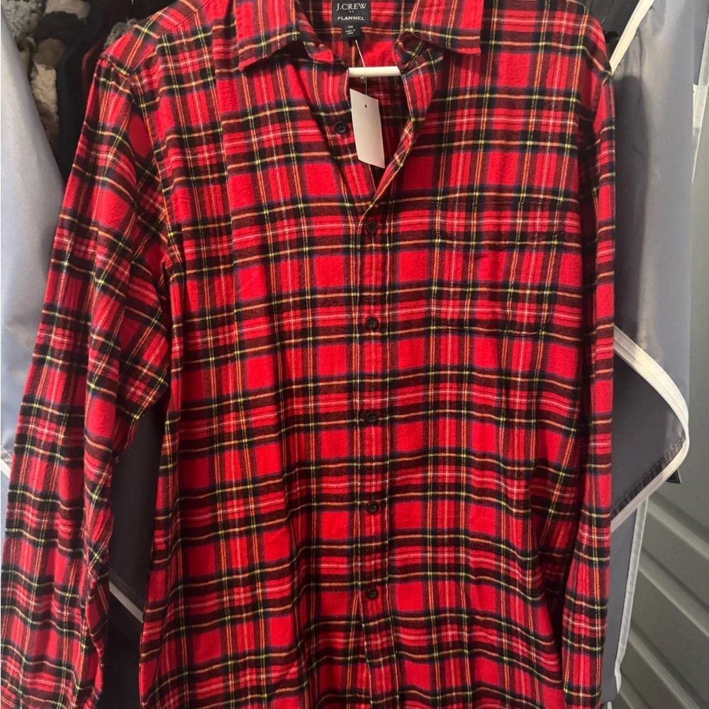 J. Crew Red Plaid Flannel Shirt - Picture 1 of 4